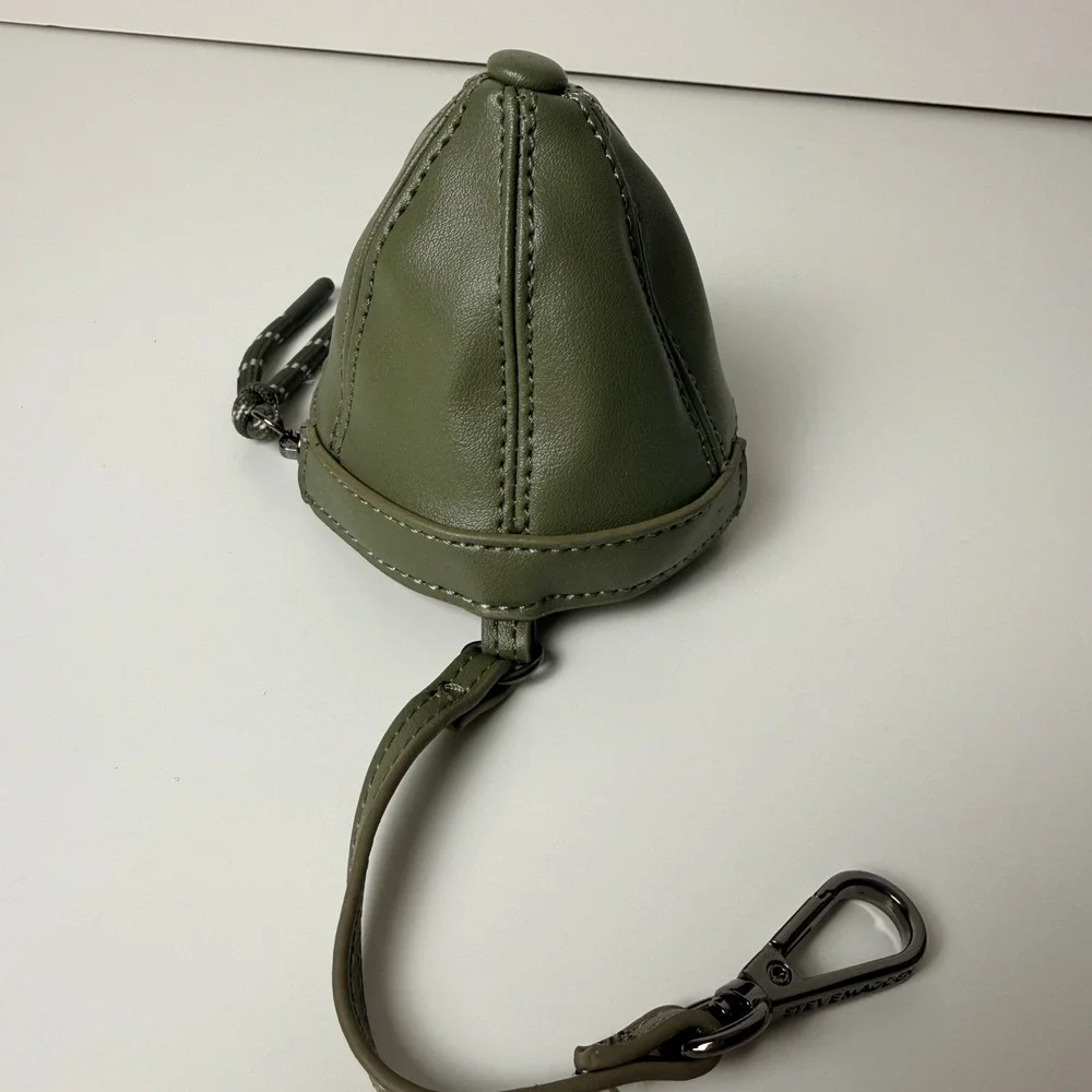 Steve‎ Madden Green Faux Leather Baseball Cap Coin Purse Keychain Bag